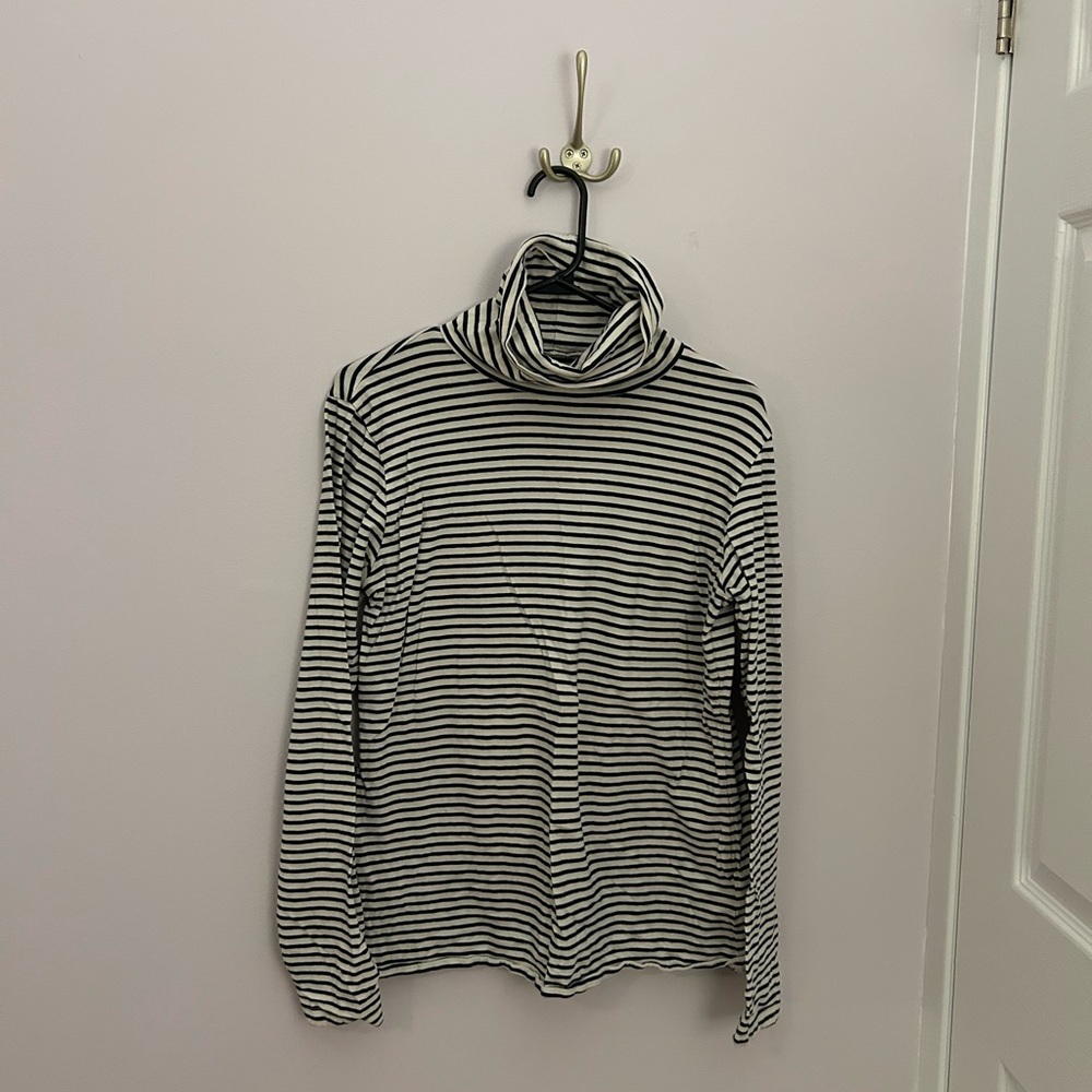 MEC Dark blue & White Striped Turtleneck Top. Organic cotton